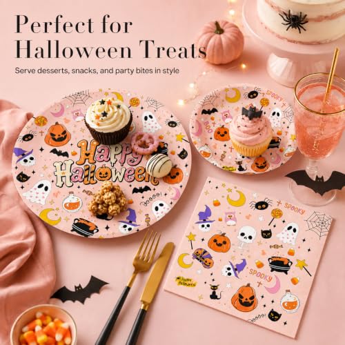 Halloween Plates and Napkins Set - 200 Pcs Party Tableware for Festive Events
