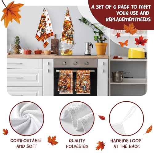 Autumn Pumpkin Fall Kitchen Towels Set of 6 - Harvest & Halloween Decor
