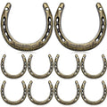 Bronze Cast Iron Horseshoe Wall Decor Set - Lucky 10 Pieces 4.5 x 4.3 Inches