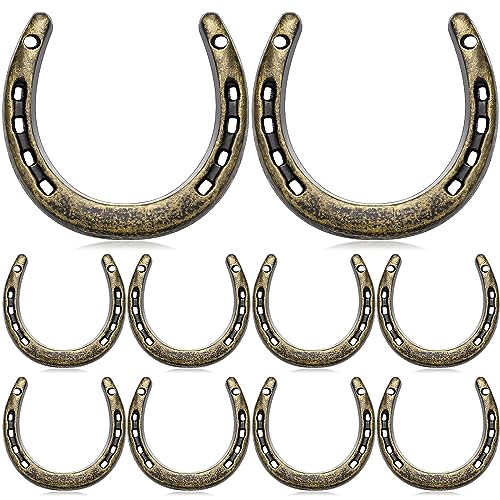 Bronze Cast Iron Horseshoe Wall Decor Set - Lucky 10 Pieces 4.5 x 4.3 Inches