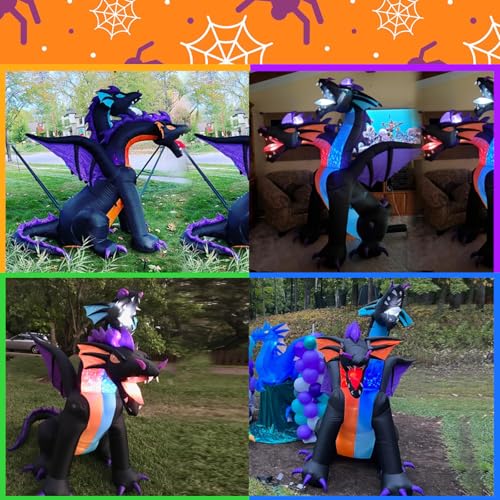 7FT Tall Halloween Inflatable Dragon with 2 Heads - Fire & Ice Variation