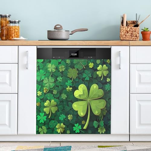 Kitchen Refrigerator Magnet Cover - Waterproof Holiday Clover Decor, 23x26 Inch