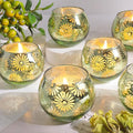 Green Mercury Glass Votive Candle Holders Set of 12 - Romantic Home Decor