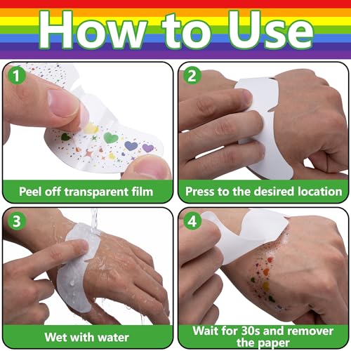 Wehhbtye Rainbow Freckles Face Tattoos & Gems Sticker Set - Pride Month Makeup Accessories