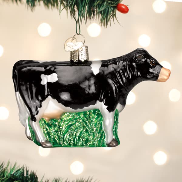 Black Dairy Cow Christmas Ornament - Handcrafted Glass Holiday Decor