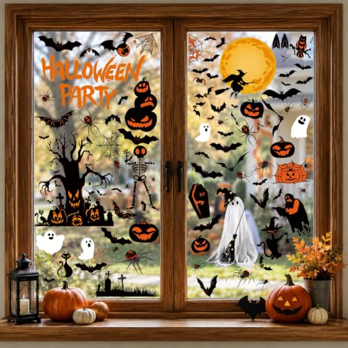 Halloween Window Clings - 9 Sheets Halloween Decorations Window Stickers - Halloween Party