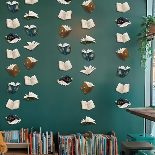 Book Party Decorations Garland - Floating Library Banner, Pack of 6 - Magic Book Variation