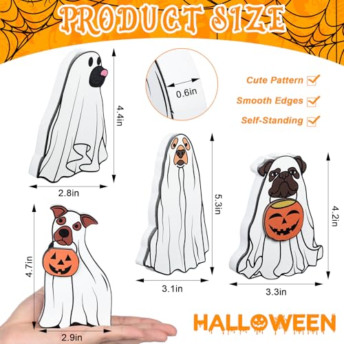 Halloween Ghost Dog Wooden Decoration Set for Tiered Tray Table Sign