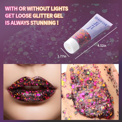 Halloween Body Glitter Gel - Sparkly Face & Hair Makeup - DAGEDA
