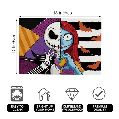 Halloween Jack Placemats Set of 4 - Vibrant Seasonal Dining Decor