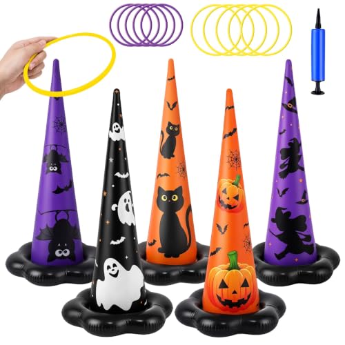 Halloween Inflatable Ring Toss Game - Multicolor Halloween Party Set for Kids