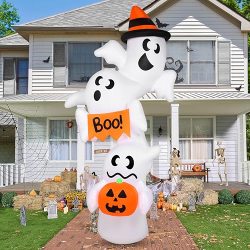 Giant Inflatable Ghost Halloween Yard Decoration with LEDs - Outdoor Spooky Decor