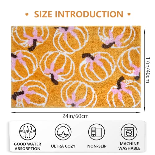 Pumpkin Bathroom Rug Non-Slip Door Mat 17x24 Inch Fall Orange Decor - Pumpkin Variation