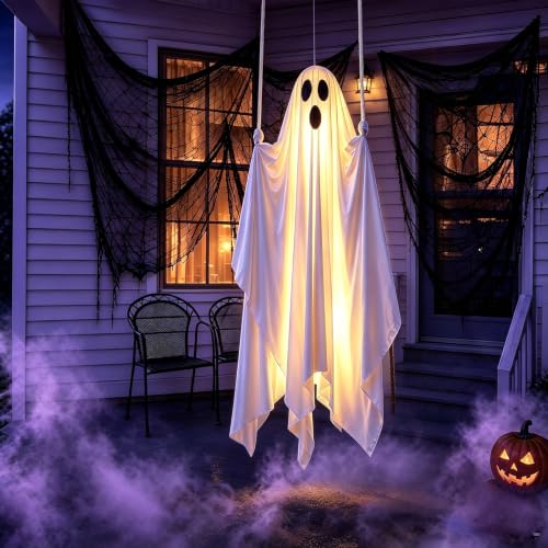 Outdoor Ghost Swing Halloween Decor with Lights - 4.5FT Spooky Wind-Swaying Decoration - Variation 1