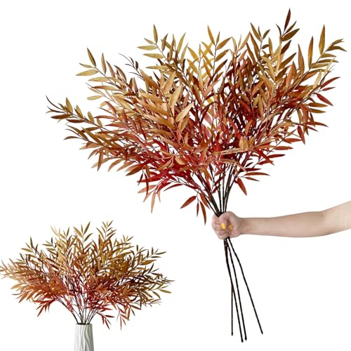Artificial Fall Leaves Stems Set – 4 Bundles, Lush Autumn Foliage for Decor