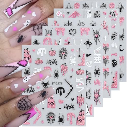 Halloween Nail Stickers Ghost and Spiders 3D Self-Adhesive Nail Decals - Halloween-2