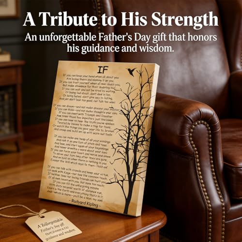 Kipling Poem Canvas Wall Art - 12x16 Inch Inspirational Decor with Frame & Hooks Variation of This Listing