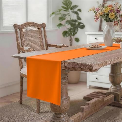 Waterproof Orange Table Runner 60 Inch Long - Heavy-Duty Polyester, Stain & Wrinkle Resistant