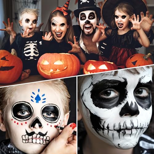 Skeleton Face Paint Kit - Halloween Makeup Set for Kids & Adults, Non-Toxic