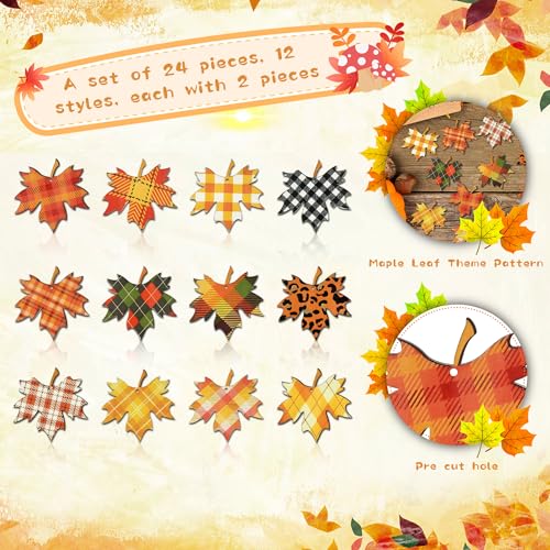 24 Pcs Maple Leaf Hanging Ornaments Fall Harvest Decorations for Thanksgiving