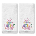 Easter Hand Towels Set of 2 - Pink Cotton Bunny Kitchen & Bathroom Decor 14x30 inches - Variation of Easter / 14x30 in