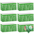Light Green Metallic Foil Fringe Table Skirt Banner for Party Decorations - 6 Pack