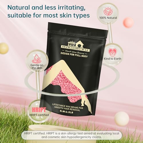 Lifestance Hard Wax Beads for Hair Removal - Sensitive Skin Rose Pink 2.5LB