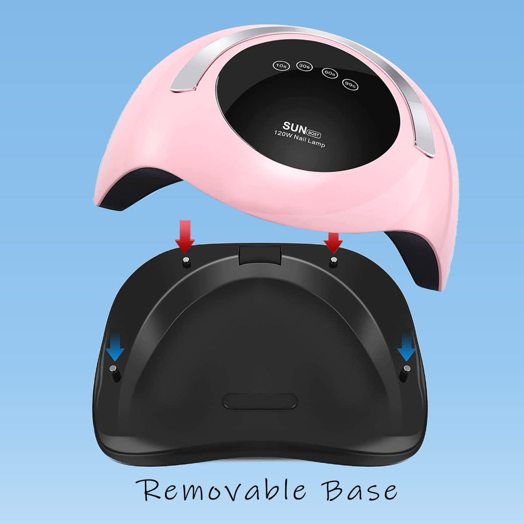 W&H UV LED Nail Lamp, 120W Faster Gel Nail Dryer Professional Curing Lamp for Fingernail and Toenail Nail Gel Polish Machine with 4 Timer Setting Touch Screen （Sun BQ5T） (Pink)