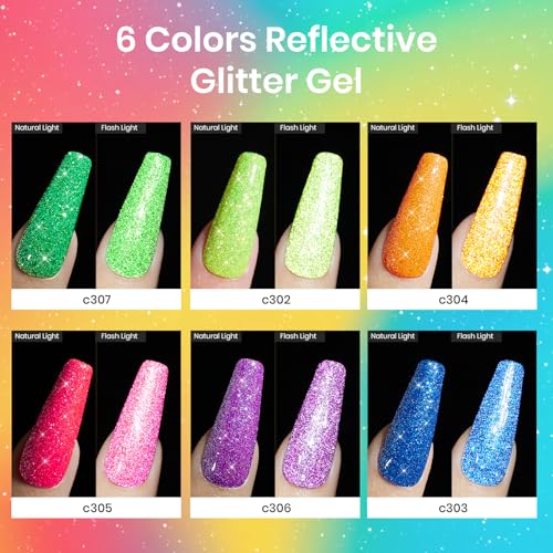 Beetles Reflective Glitter Gel Nail Polish Set - Neon Carnival D-Neon