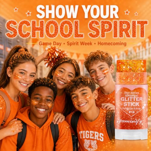 Paminify Orange Hair Glitter Stick - Fall Body & Face Sparkle for Festivals & Halloween