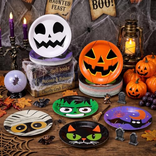 Spooky Halloween Paper Plates 120 Pack - 7 Inch Disposable Party Tableware