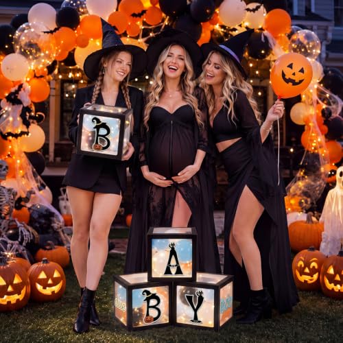 Halloween Baby Shower Decorations Set - A Little Boo Is Almost Due - Black