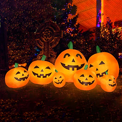 7.5 Ft Inflatable Pumpkin Halloween Yard Decoration with LED Lights - Outdoor Indoor