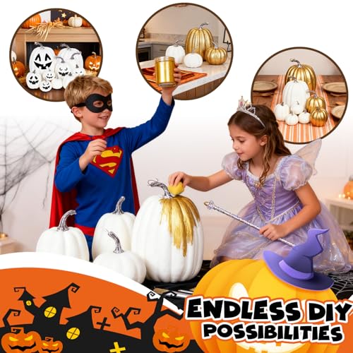 Mini Artificial Pumpkin for Halloween & Thanksgiving Decor - White-1