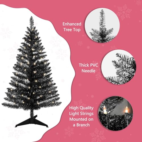 4ft Black Artificial Christmas Tree with Lights - Indoor & Outdoor Holiday Decor Variation of THIS listing