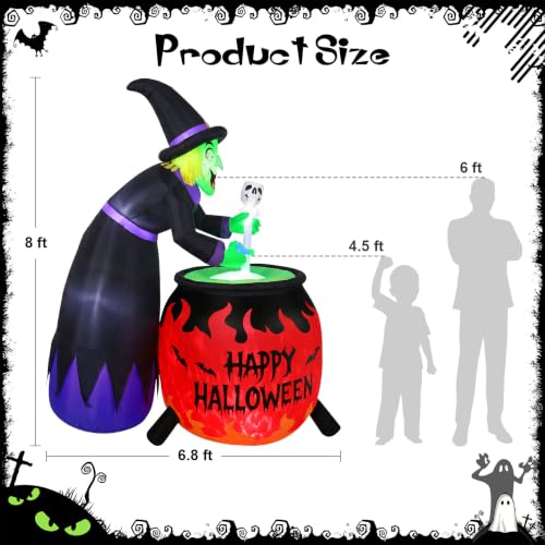 8FT Halloween Inflatable Witch - Purple Outdoor Yard Decoration