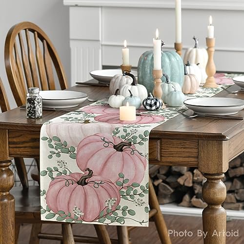 Pink 13x72 Inch Fall Table Runner - Polyester Home Decor for Dining & Parties