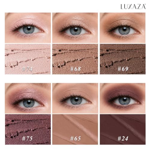 LUXAZA PRO 6PCS Neutral Shimmer Makeup Stick Set for Eyes & Face - Nude Brown
