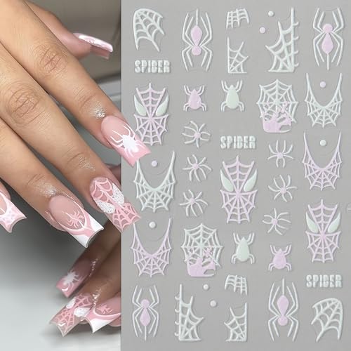Halloween Ghost Nail Stickers Set - 3D Self-Adhesive Nail Art Decals - Ghost Pumpkin Spider Web - Variation: Ghost-2