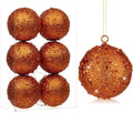 Large Orange Christmas Ornaments Set - 3.15 Inch Shatterproof Holiday Decor, 6 Pcs
