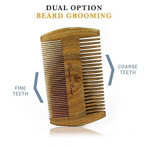 Beard Comb Kit by One Handsome Man - Sandalwood Beard Comb with PU Leather Case and Gift Box - Perfect Gifts For Him or Boyfriend Gifts - Ideal Gift For Men
