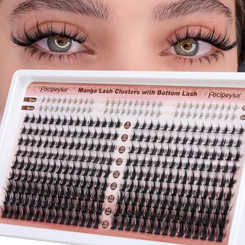 H-Spiky Eyelash Clusters - Manga Style Wispy Eyelash Extensions 330Pcs, 8-16mm, Natural Look