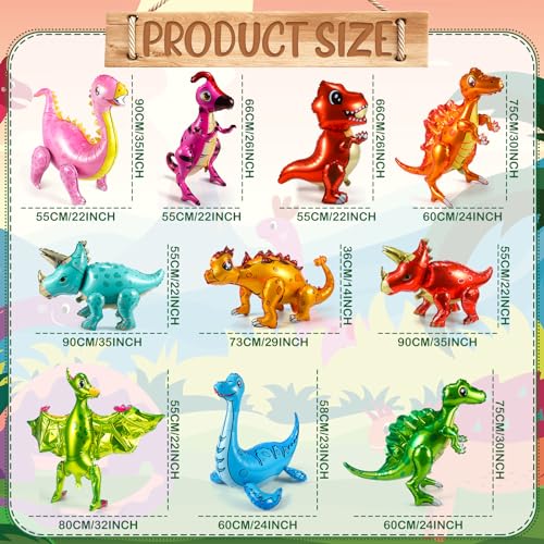 Large Dinosaur Balloons Set for Birthday Party Decor - 22-35 Inches
