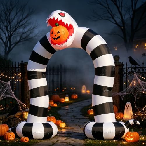 Halloween Inflatable Sandworm Archway with LED Lights - 10FT Long 8FT Tall Outdoor Decor - Trick or Treat Yard & Garden Decorations