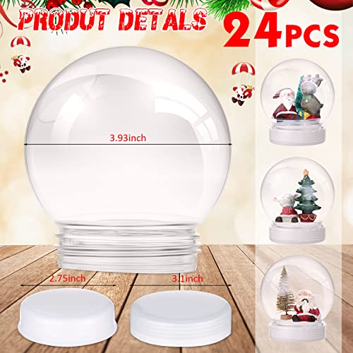 DIY Clear Snow Globes Bulk Set - 24 Pieces 3.9 Inch Fillable Christmas Decor
