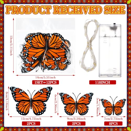 Day of the Dead Ofrenda Decor Set with Lighted Cross and Butterflies - 12x16 Inch
