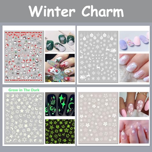 All Seasons Holiday Nail Stickers Pack - 24 Sheets for Year-Round Nail Art