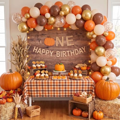 Autumn Balloon Arch Kit Fall Balloons Garland Decor Thanksgiving Party - Burnt Orange Brown White