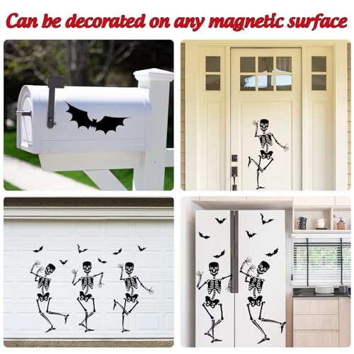 Halloween Skeleton and Bat Magnet Stickers - 31 Pcs Garage Door and Refrigerator Decor