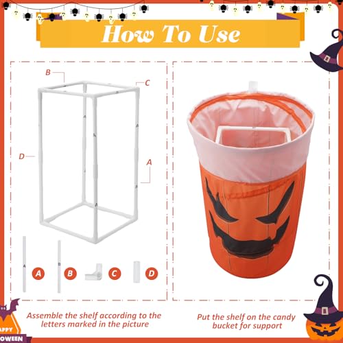 Large Halloween Candy Bucket - 24x14 Inch Pumpkin Ghost Design Trick-or-Treat